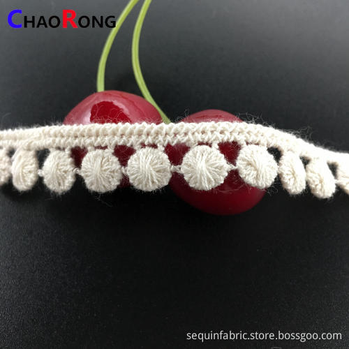1.2cm Cotton Lace Trim Pom Lace Blouse Lace